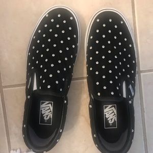 Vans polka dot slip ons. Black and white